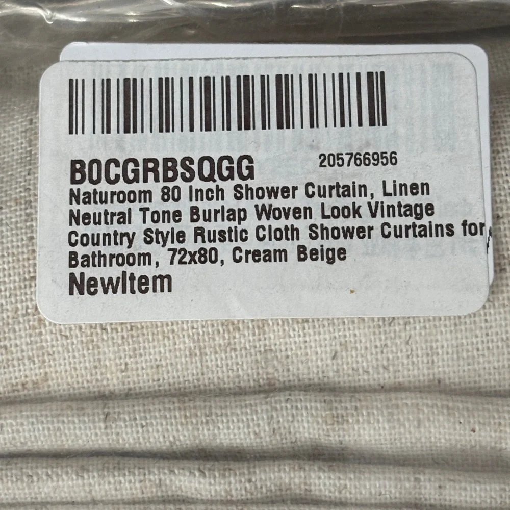 Naturoom 72”x 80” Cream Beige Fabric Shower Curtain